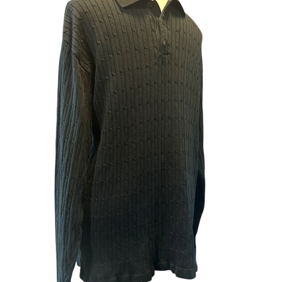 Claiborne Men's Black Ribbed Long Sleeve Sweater - Picture 2 of 4